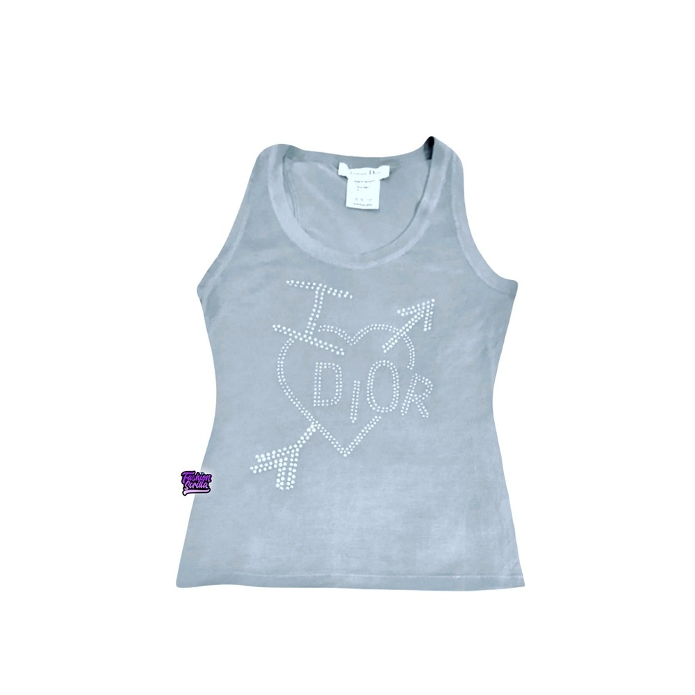 Christian Dior 2000s I heart Dior Cupid Arrow Diamanté Crystal Heart Tank Top - Picture 16 of 16